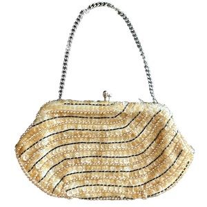 Jill Empress Vintage Sequin & Pearl Clasp Small Clutch Handbag